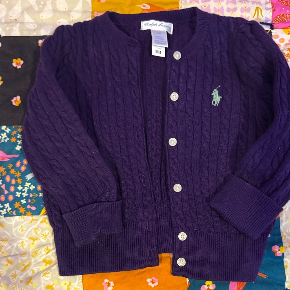 Ralph Lauren Kids Cable Knit Sweater in Deep Purple